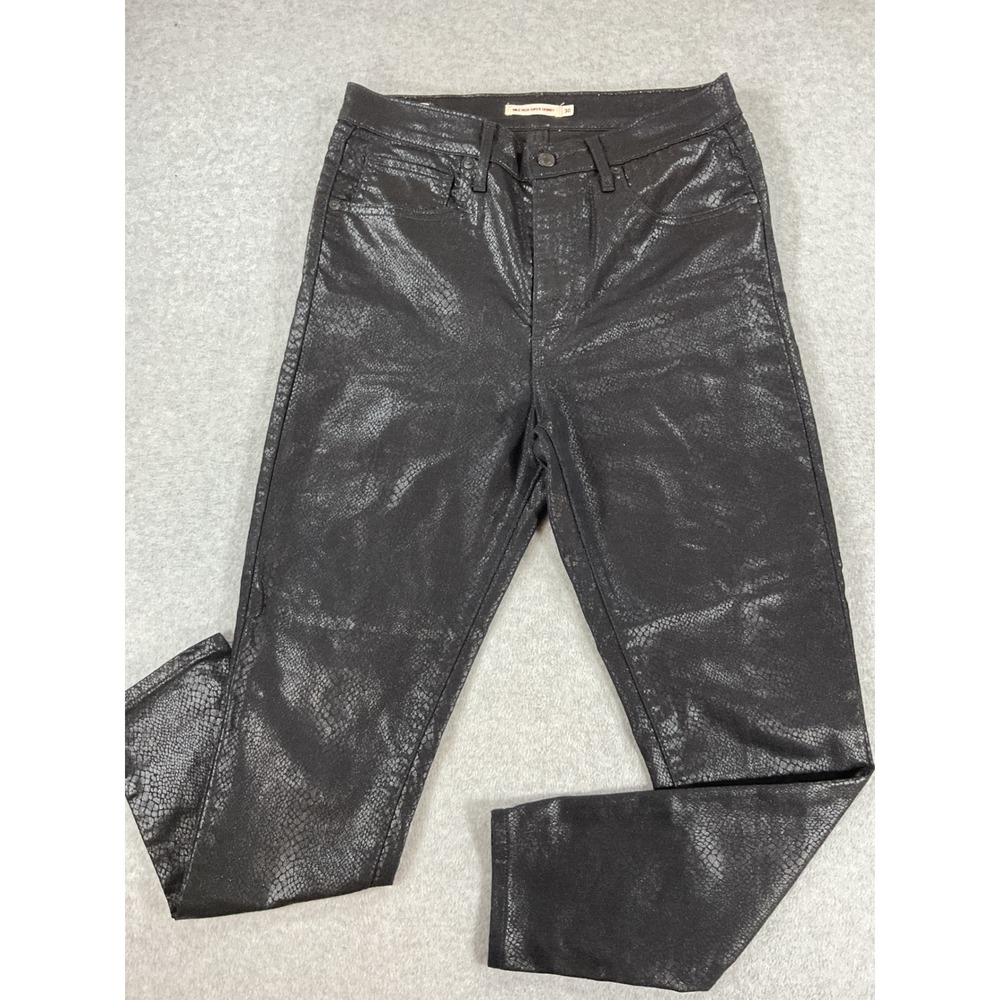 Levis Premium Mile High Super Skinny Black Snakeskin Jeans 30 High Rise 2771